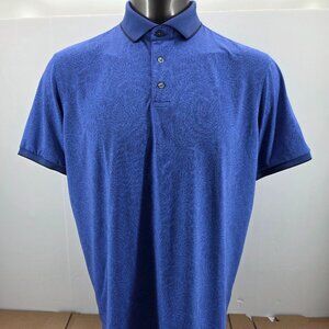 Greyson Shirt Mens Large Blue Golf Polo Wolf Print Performance Stretch Preppy